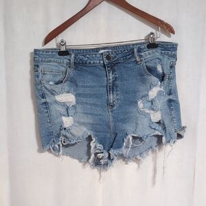 Ms. Cello Light Blue Heavily Distressed Cutoff Jean Shorts Size 2x